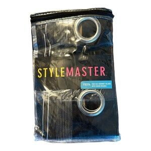 NWT StyleMaster Faux Silk Grommet Valance w/ Sequin Curtains Fiesta Black Silver